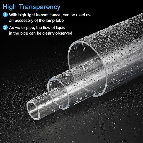 Clear Round Tube 11mm(0.4") ID 15mm(0.6") OD 10" for Lamps and Lanterns, Water Cooling System 4pcs in Saudi Arabia