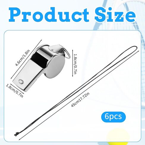 TIESOME 6 Pcs Coaching Whistle, Stainless Steel Whistles for Adults with Lanyard, Very Loud Coach Referee Whistle for Sports, PE Teachers, Basketball, Volleyball, Personal Safety (Silver) in Saudi Arabia