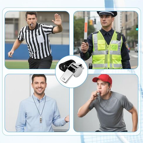 TIESOME 6 Pcs Coaching Whistle, Stainless Steel Whistles for Adults with Lanyard, Very Loud Coach Referee Whistle for Sports, PE Teachers, Basketball, Volleyball, Personal Safety (Silver) in Saudi Arabia