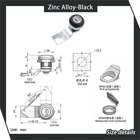 قفل أسطواني برأس دائري من سبائك الزنك المعدات الميكانيكية الصناعية هيكل خزانة الباب 1 قطعة in Kuwait