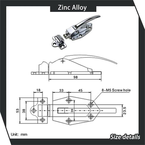 سبائك الزنك الصناعية الفريزر مقبض الفرن التجاري المفصلي قفل الباب 1 قطعة in Kuwait