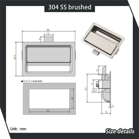 304 الفولاذ المقاوم للصدأ قفل مسطح جزءا لا يتجزأ من مربع خزانة صناعية باب الأدوات 1 قطعة in Kuwait
