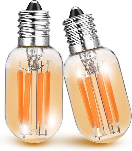 E26 مصابيح إضاءة ليلية منخفضة القوة الكهربائية، 2200 كيلو أمبير لمبة إضاءة دافئة للنوم 15 وات مكافئة، E26 قاعدة متوسطة 2 وات 200 لومن T28 لمبة إديسون LED صغيرة للمصابيح المزخرفة وأضواء الشمعدانات الجدارية للفرن، عبوتان in Kuwait