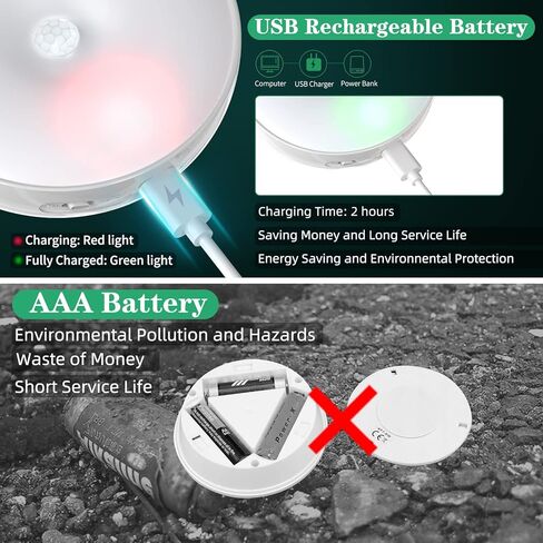LED Closet Lights Wireless Motion Sensor Puck Light, Newest Version USB Rechargeable Dimmer Step Light with Remote, Night Safe Lighting for Under Cabinet, Counter, Kitchen, Hallway, Stairs (6 Pack) in Saudi Arabia