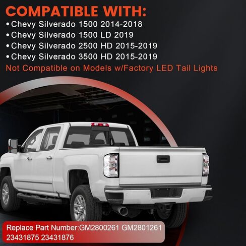 Tail Lights Compatible with 2014-2019 Chevy Silverado 1500 2015-2019 GMC Sierra Halogen Type Smoked Red Brake Rear Lamp Taillights in Saudi Arabia