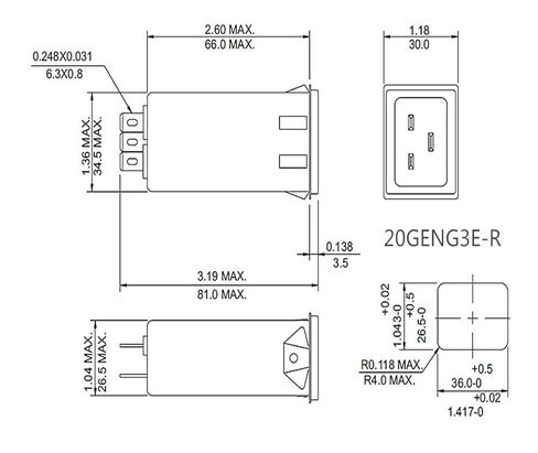 Filter 20GENG3E-R 20A Single-Phase 220V Socket Power Filter high Power Filter in Saudi Arabia