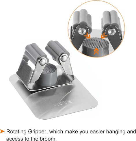 2pcs Mop Broom Holder Wall Mount, 304 Stainless Steel Mop Holder Self Adhesive Broom Hanger with Screws, Suitable for Bathroom, Laundry Room, Grey in Saudi Arabia