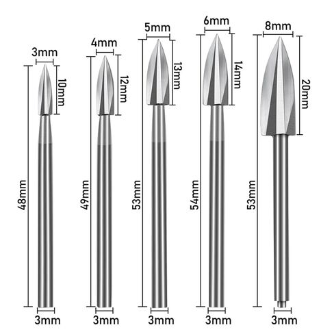 5 قطعة الخشب نحت النقش الحفر الملحقات بت الإعداد للأدوات الدوارة 3 مللي متر عرقوب النجارة إزميل إدراج القاطع أداة الجذر in Kuwait