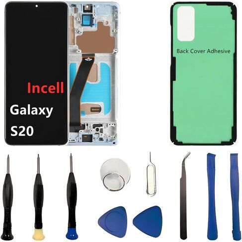 INCELL for Samsung Galaxy S20 Screen Replacement S20 5G LCD Display SM-G981U SM-G981U1 Display Touch Screen Assembly No Fingerprint Not SM-G981V. (with Grey Frame+Back Cover Adhesive+Tools) in Saudi Arabia