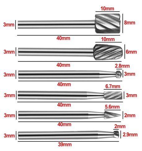 6PCS HSS Rotary Multi Tool Burr Routing Router Bit Mill Cutter Attachment Compatible High Speed Steel Rotary Burr for in Saudi Arabia