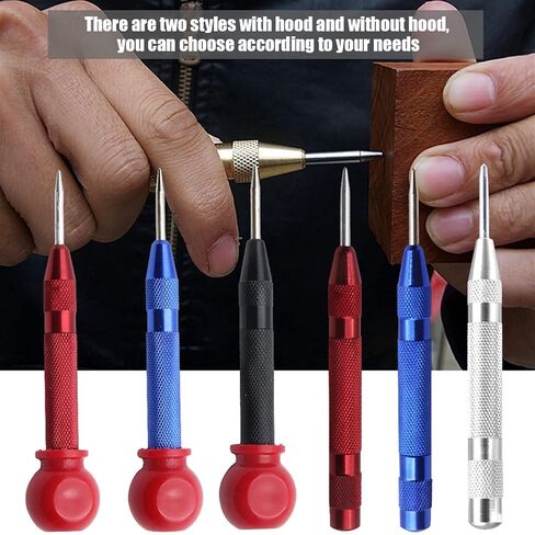 5 Inch Automatic Center Punch Spring Loaded Marking Starting Holes Tool Wood Press Dent Marker Woodwork Tool Hole Drill Bits 1Pcs(Black) in Saudi Arabia