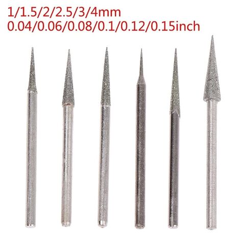 6 قطعة 1-4 مللي متر الماس رأس مطحنة إبرة بت نتوءات النقش أدوات حفر 2.35 مللي متر عرقوب in Kuwait