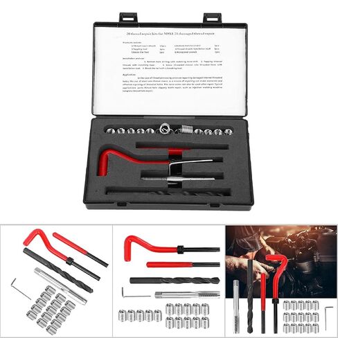 20 Pcs M9x1.25 Thread Insert Kit Stainless Steel Material for Thread Repairing Assortment with Convenient Carrying Box in Kuwait