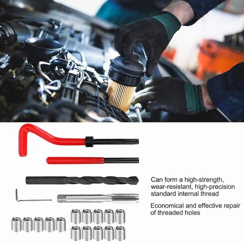 20 Pcs M9x1.25 Thread Insert Kit Stainless Steel Material for Thread Repairing Assortment with Convenient Carrying Box in Kuwait