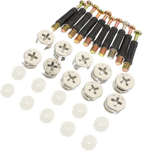 SOLUSTRE Self-Tapping Furniture Connectors 10 Sets Wood Furniture Connectors Cam Fittings Pre-Inserted Nuts Cupboard Drawer in Saudi Arabia