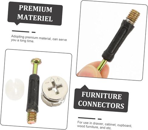SOLUSTRE Self-Tapping Furniture Connectors 10 Sets Wood Furniture Connectors Cam Fittings Pre-Inserted Nuts Cupboard Drawer in Saudi Arabia