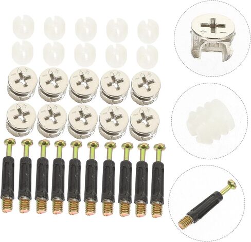 SOLUSTRE Self-Tapping Furniture Connectors 10 Sets Wood Furniture Connectors Cam Fittings Pre-Inserted Nuts Cupboard Drawer in Saudi Arabia