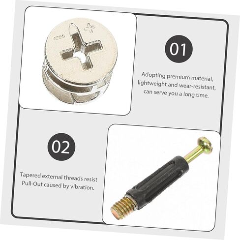 SOLUSTRE Self-Tapping Furniture Connectors 10 Sets Wood Furniture Connectors Cam Fittings Pre-Inserted Nuts Cupboard Drawer in Saudi Arabia