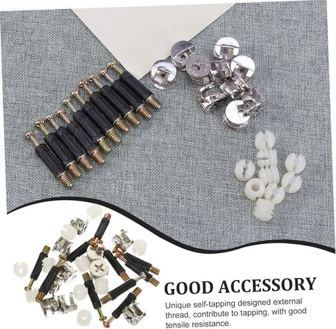 SOLUSTRE Self-Tapping Furniture Connectors 10 Sets Wood Furniture Connectors Cam Fittings Pre-Inserted Nuts Cupboard Drawer in Saudi Arabia