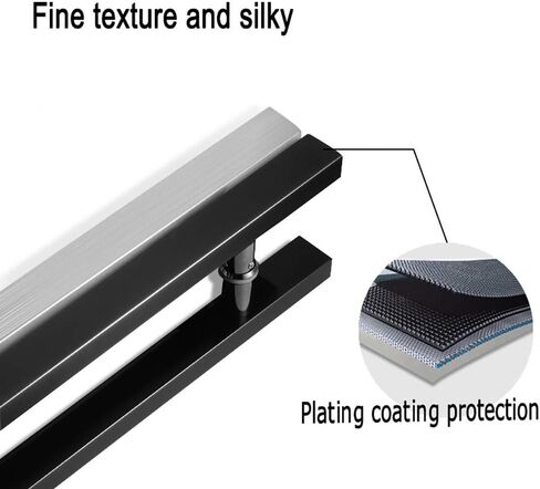 Black Heavy Duty Stainless Steel Square Tube Commercial Push-Pull Door Handle/Glass Door Handle/Barn Door Pull Handle - 6 Sizes/800 * 600Mm in Saudi Arabia