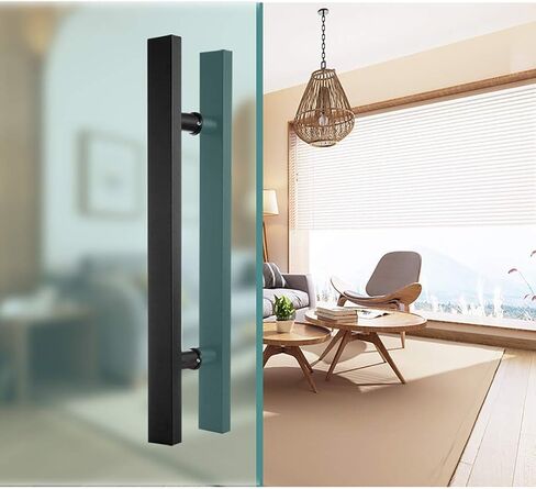 Black Heavy Duty Stainless Steel Square Tube Commercial Push-Pull Door Handle/Glass Door Handle/Barn Door Pull Handle - 6 Sizes/800 * 600Mm in Saudi Arabia