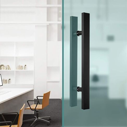 Black Heavy Duty Stainless Steel Square Tube Commercial Push-Pull Door Handle/Glass Door Handle/Barn Door Pull Handle - 6 Sizes/800 * 600Mm in Saudi Arabia