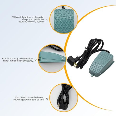 Foot Switch with SPDT Micro Switch,Electric Foot Pedal Switch with 6.4Feet UL Listed 18 AWG Extension Cord with Piggyback Plug,Momentary Power Foot Switch with Cast Aluminum. in Kuwait