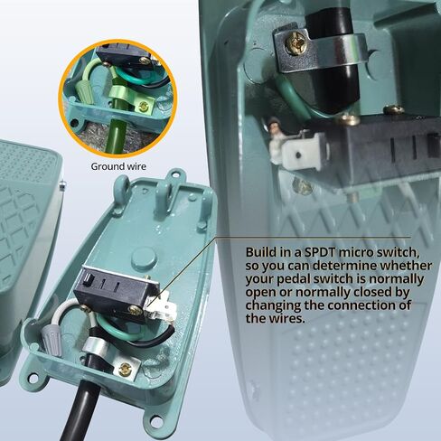 Foot Switch with SPDT Micro Switch,Electric Foot Pedal Switch with 6.4Feet UL Listed 18 AWG Extension Cord with Piggyback Plug,Momentary Power Foot Switch with Cast Aluminum. in Kuwait