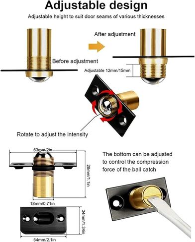 Closet Ball Door Catch Hardware for Top of Door Adjustable Ball Catch 1/2/3pcs(Silver,2pcs) in Saudi Arabia
