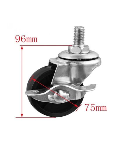 (Pack of 4) Casters 3-inch Black PP Screw casters with Brake M12cm Side Wheel Baking pan Rack Universal in Saudi Arabia