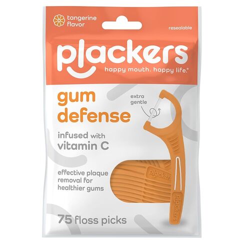 بلاكرز بلاكرز، خيط تنظيف اللثة مع فيتامين C، نكهة اليوسفي المنشطة، جنتل فلوس، 75 قطعة in Kuwait