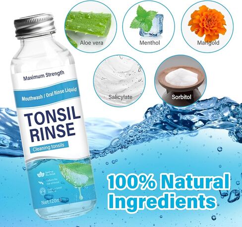 غسول الفم المزيل لأحجار اللوزتين - غسول فم خالٍ من الكحول لتهدئة اللوزتين ومكافحة رائحة الفم الكريهة، 118 مل in Kuwait