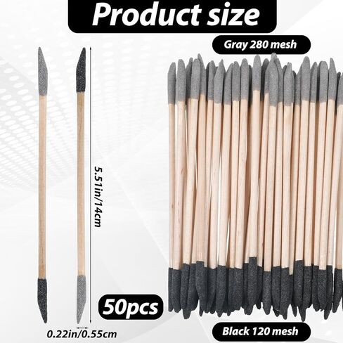 50 PCS Sanding Sticks, Double End Fine Detailing Sanding Stick Matchsticks Sanding Twigs for Plastic Models, Fine Detailing Sanding Tools Tight Spaces Wood, 120/280 Grit 5.4 X 0.2 Inch in Saudi Arabia