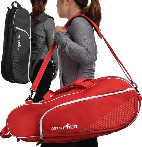 Athletico 6 Racquet Tennis Bag | Padded to Protect Rackets & Lightweight | Professional or Beginner Tennis Players | Unisex Design for Men, Women, Youth and Adults (Black) in Saudi Arabia