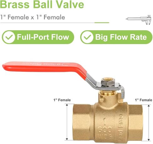 5 عبوات ORIANE 1 بوصة صمام كروي نحاسي كامل المنفذ 1 بوصة FIP أنثى NPT مترابطة، شديد التحمل 150PSI 600 WOG، صمام كروي مغلق 1/4 دورة لغاز زيت الماء in Kuwait