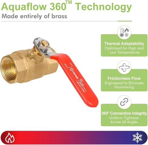5 عبوات ORIANE 1 بوصة صمام كروي نحاسي كامل المنفذ 1 بوصة FIP أنثى NPT مترابطة، شديد التحمل 150PSI 600 WOG، صمام كروي مغلق 1/4 دورة لغاز زيت الماء in Kuwait