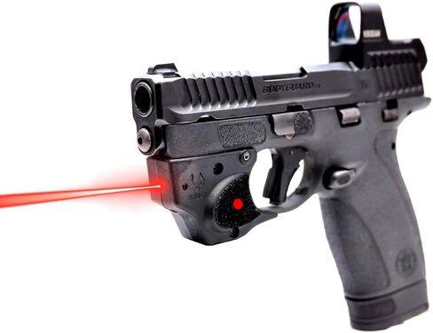 جهاز رؤية الليزر الأحمر من سلسلة Viridian E متوافق مع جهاز رؤية البندقية S&W Bodyguard 2 مع مفتاح تشغيل وإيقاف يمكن استخدامه بكلتا اليدين، أسود in Kuwait