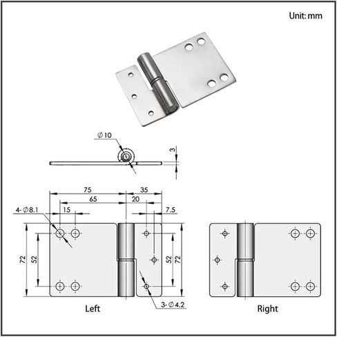 Stainless Steel Detachable Movable Hinges 1Pcs(Left) in Saudi Arabia