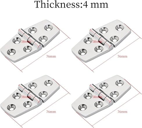 76 × 38 مم من الفولاذ المقاوم للصدأ 316 6 فتحات مفصلات تلميع شديدة التحمل 4 قطع in Kuwait