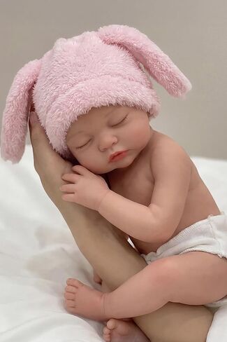 BABESIDE Silicone Baby Doll - 16 Inch (Weight 4.9 Lb) Reborn Baby Dolls Silicone Full Body Platinum Silicone Weighted Realistic Sleeping Newborn Lifelike Preemie Doll Gift for Collectors & Kids Age 3+ in Saudi Arabia