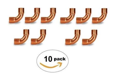 (عبوة من 10) نحاس مكتوب عليه HVAC، نصف قطر طويل 90، 3/4 بوصة. × 3/4 بوصة. OD، 5/8 بوصة اسمي، C x C - W02728 in Kuwait