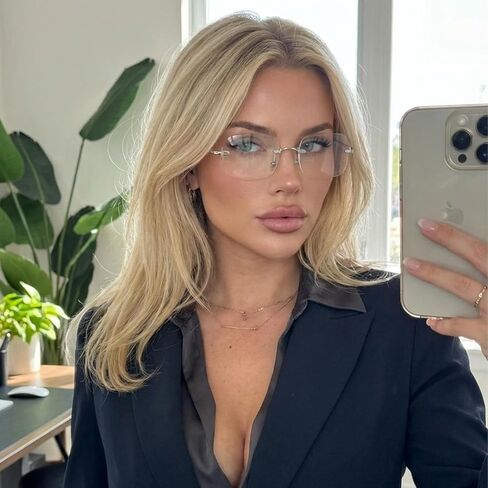 IGnaef Square Frameless Blue Light Blocking Glasses for Women Trendy Anti Eyestrain & UV Glare for Gaming IF1306 in Kuwait