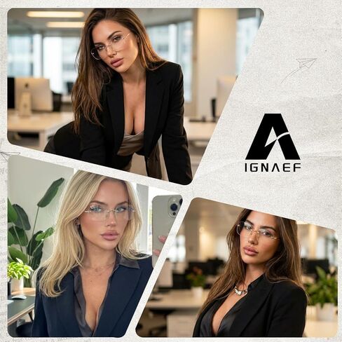 IGnaef Square Frameless Blue Light Blocking Glasses for Women Trendy Anti Eyestrain & UV Glare for Gaming IF1306 in Kuwait