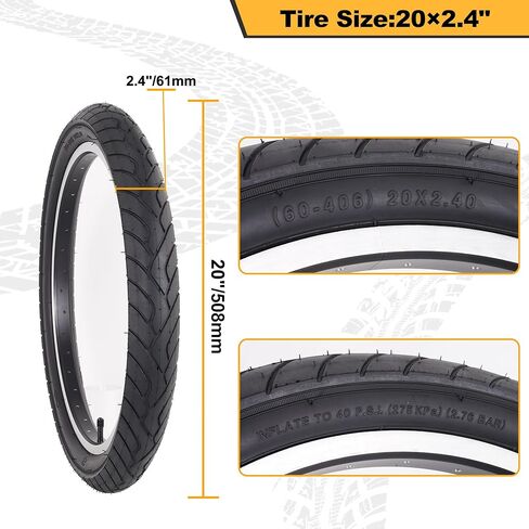 إطارات دراجة 20 بوصة 20 × 2.4 إطارات بديلة قابلة للطي وأنابيب دراجة صمام شريدر مع رافعتين للإطارات متوافقة مع دراجة الطريق 20 × 2.30 20 × 2.35 20 × 2.40 إطارات دراجة وأنبوب 2 حزمة in Saudi Arabia