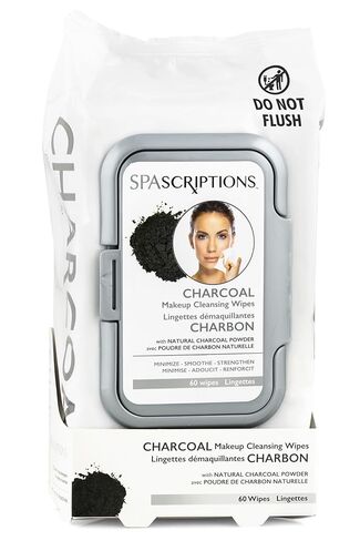 SpaScriptions Charcoal Cleansing Facial Wipes - Deep Cleansing, Purifying, Makeup Remover Wipes for Pore Cleansing, Impurities & Oil Control, Daily Use Face Wipes for All Skin Types, 1-Pack (60ct) in Saudi Arabia