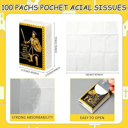50 Pack Christian Tissues Bulk Put on The Whole Armor of God Pocket Tissues for Men Religious Church Gifts 3 Ply 350 Sheet Bible Verse Travel Packs Military Knight Gift for Father's Day Birthday in Saudi Arabia