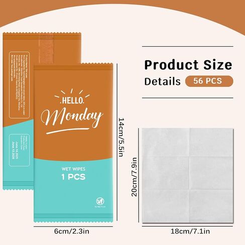 Hello Monday Wipes | Hand Wipes Individually Wrapped | 1 Pack 56 Counts | Seven Styles | Travel Essentials | Office & Classroom Must-Haves in Saudi Arabia