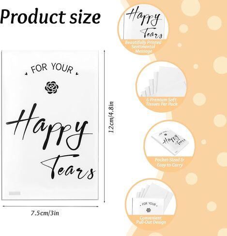 50 عبوة من مناديل Happy Tears لحفلات الزفاف، مناديل الزفاف الفردية الخاصة بك من مناديل Happy Tears للضيوف، مناديل الوجه ذات الجيب الكبير، حقائب الترحيب، مواد للاحتفال بهدايا حفلات الحياة in Kuwait