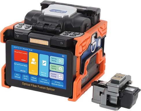 Jeffergarden Fiber Splicer Kit, 8s Splicing 18s Heating 6 Motor Auto Focusing 5in Touch Screen Optical Fiber Splicing Machine, with 6700mAh Battery and Cleaver, for SM MM DS NZDS (US Plug) in Kuwait