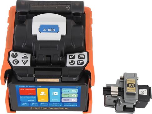 Jeffergarden Fiber Splicer Kit, 8s Splicing 18s Heating 6 Motor Auto Focusing 5in Touch Screen Optical Fiber Splicing Machine, with 6700mAh Battery and Cleaver, for SM MM DS NZDS (US Plug) in Kuwait